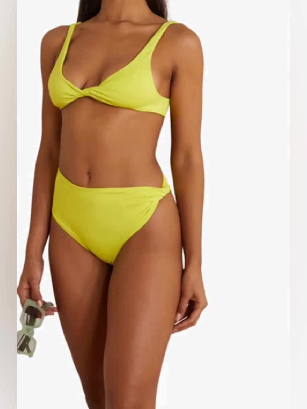 THE ATTICO Twist Bikini Set Green Mid Rise Asymmetrical Bottom Skimpy Sporty Top